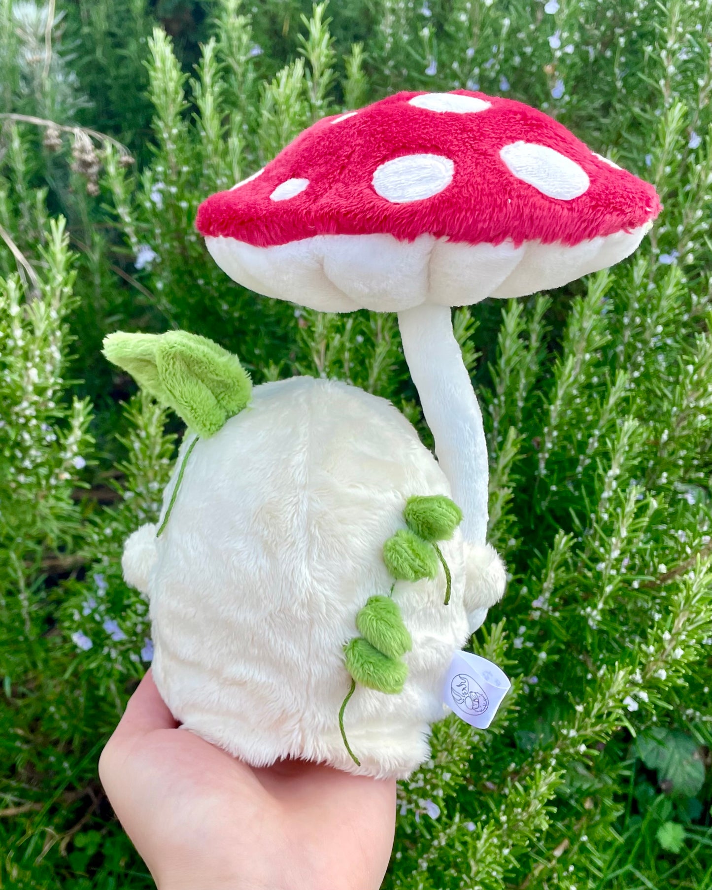 Hand-Crafted Plush, Made to Order - Ghost Sprite Plush with Posable Wired Mushroom (Up to 4 Week Wait)