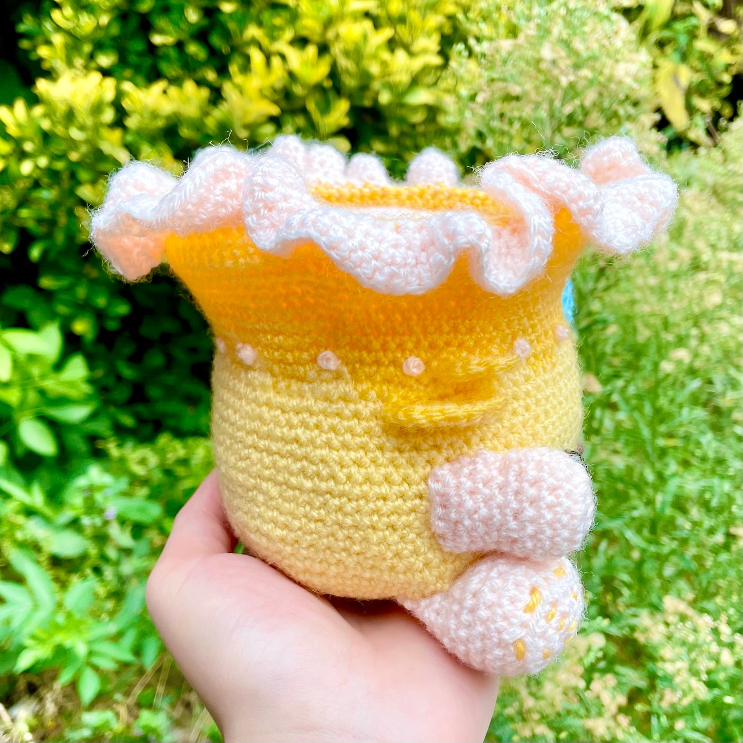 Yellow and Light Peach Chanterelle Mushroom Fungi Friend Crocheted Plushie