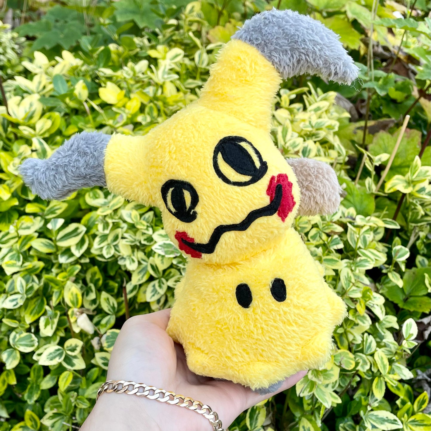 Ultra Fluffy Yellow and Grey Mimikyu Pokemon Inspired Plush