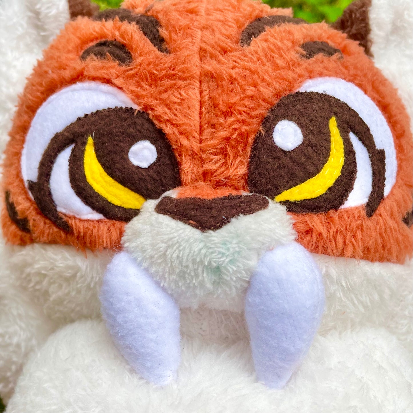 Rust Orange and Deep Brown, Floppy Sabertooth Tiger Plush