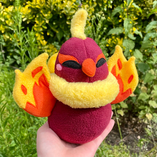 Deep Berry Red and Bright Orange Phoenix Plush