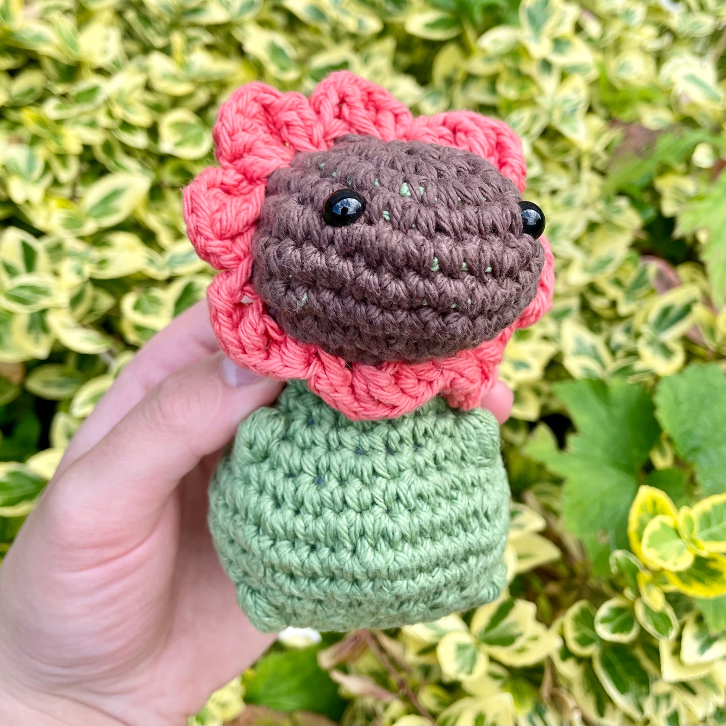 Peony the Pink Flowered Crocheted Dino Plushie