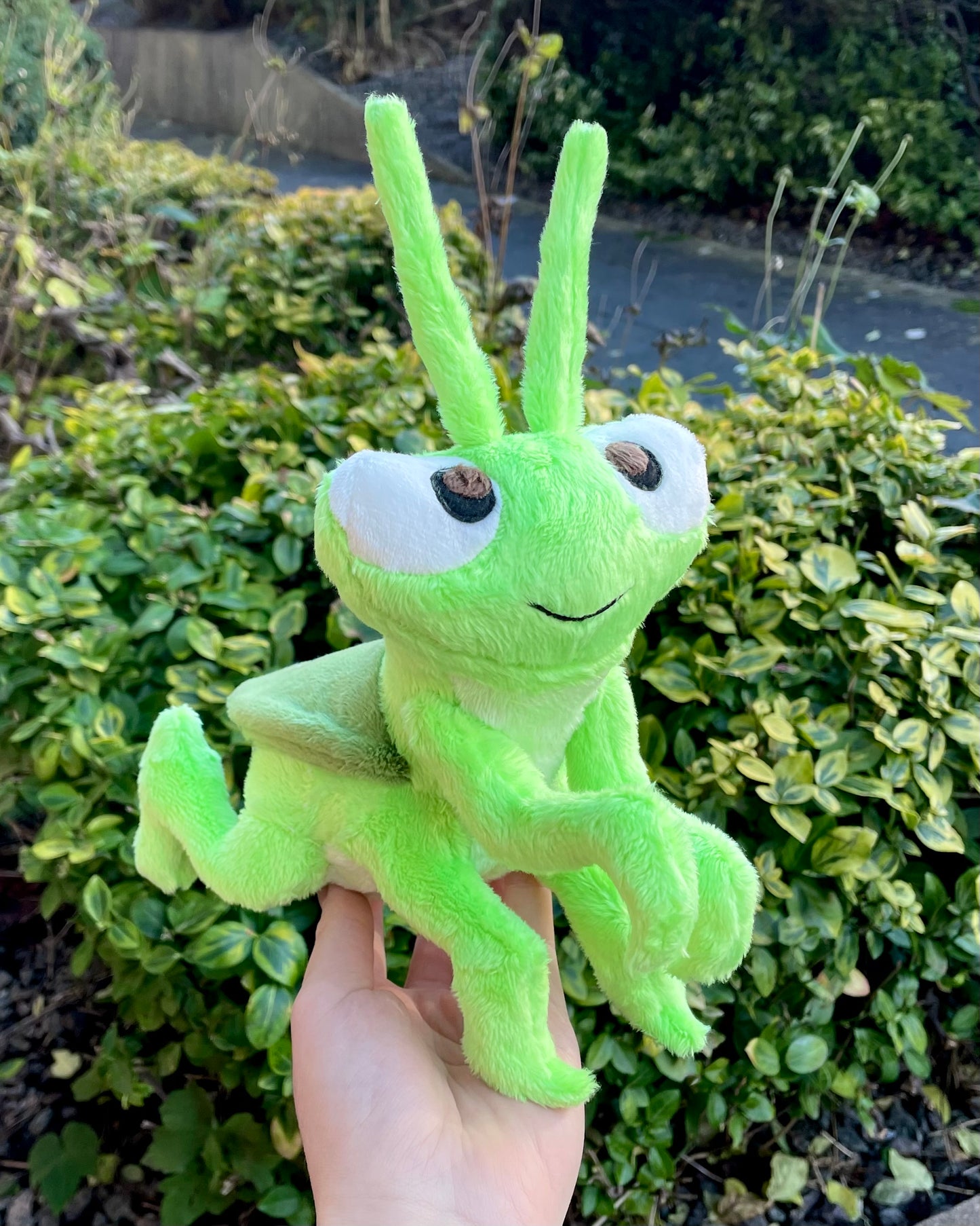 Hand Crafted Plush - Lime Green Praying Mantis Bug Plush, Ready to Post.