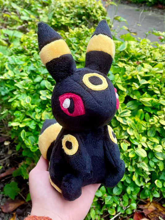 Hand-Crafted Plush - Black and Yellow, Super Soft Dark Type Evolution Plush, Ready to Post