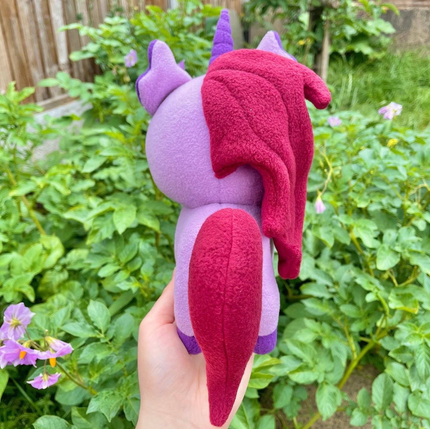 Soft Lilac Purple and Cranberry Red Unicorn Stuffed Plush